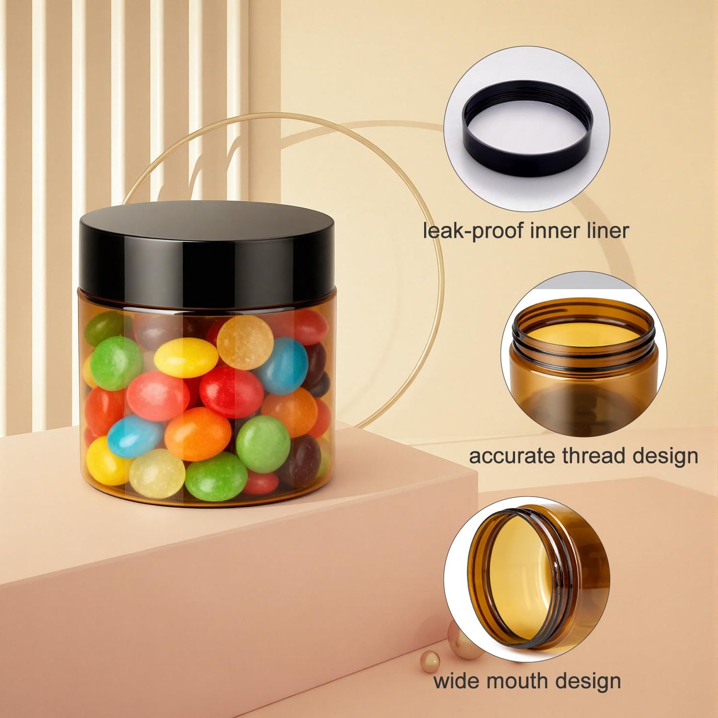 2 oz BPA Free Plastic TARROS PARA COSMÉTICA– Clear Refillable Containers for Skincare & Bath Products (Copy)
