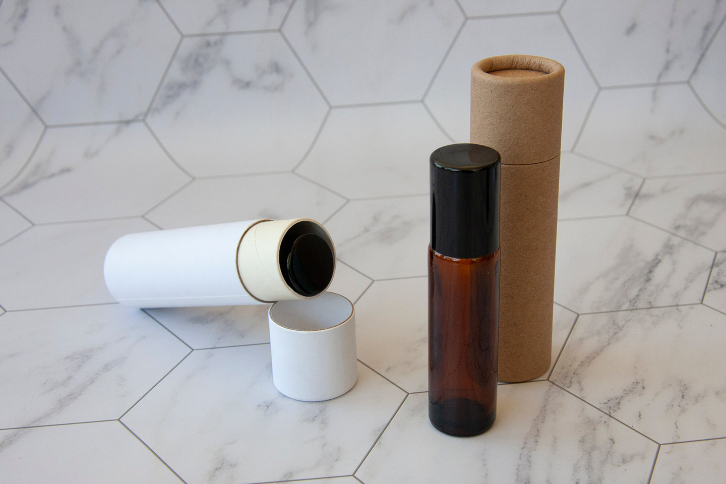 10 ml Glass Roller Bottles with Paper Tube Packaging