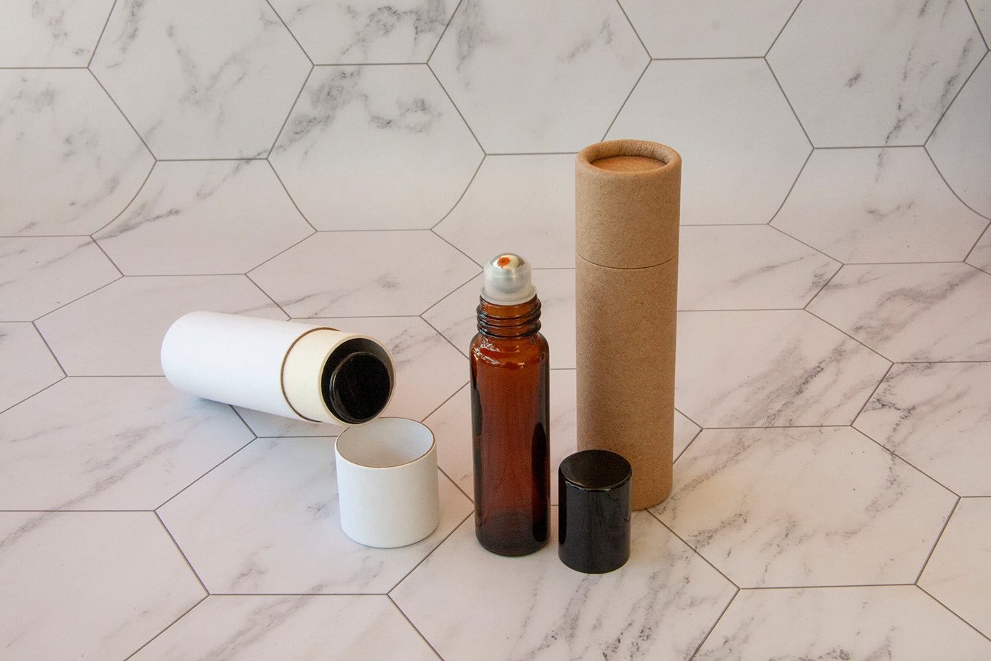 10 ml Glass Roller Bottles with Paper Tube Packaging