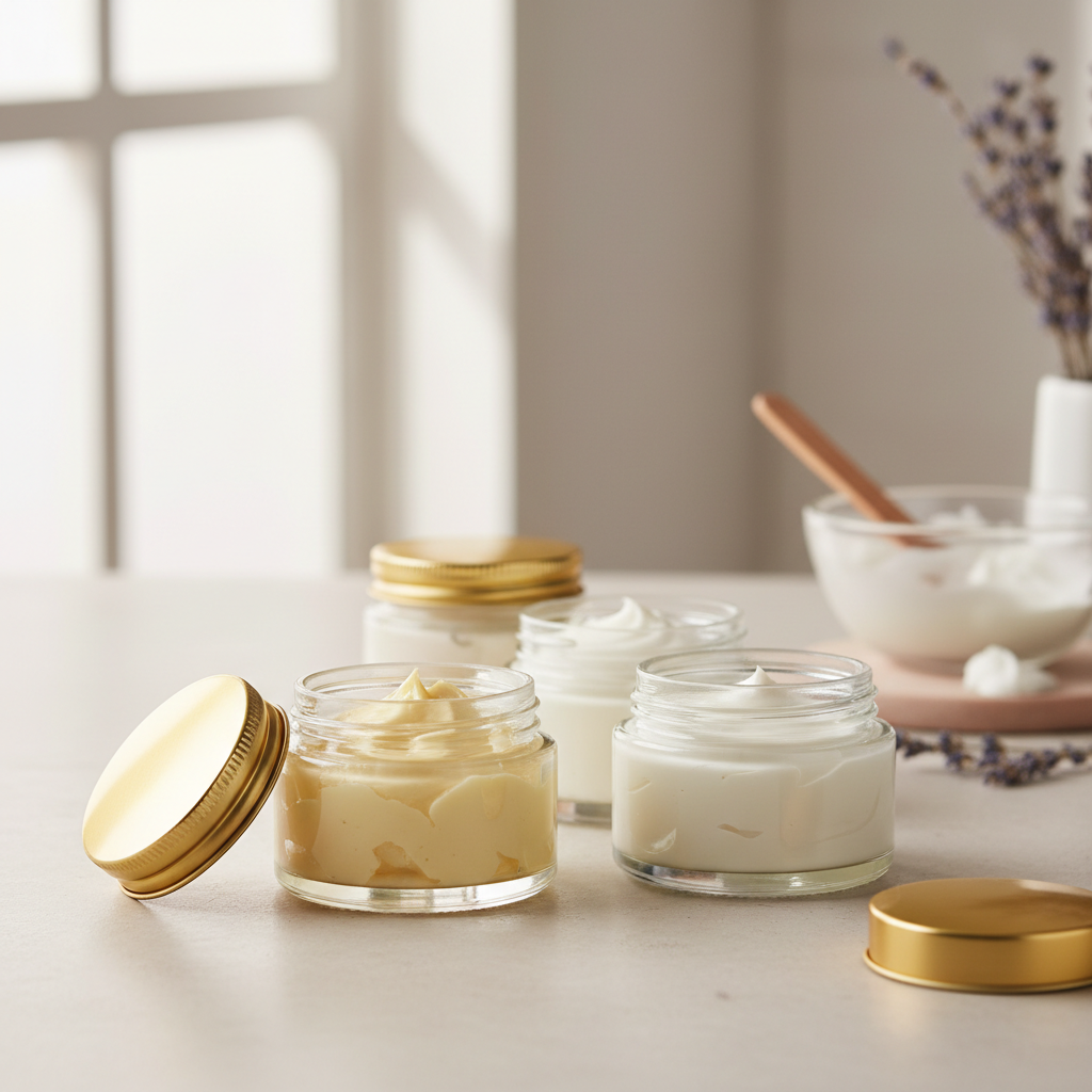 Tarros  Plásticos Transparentes de 4 oz con Tapa Dorada – Envases PET para Cremas, Body Butter y Cosméticos
