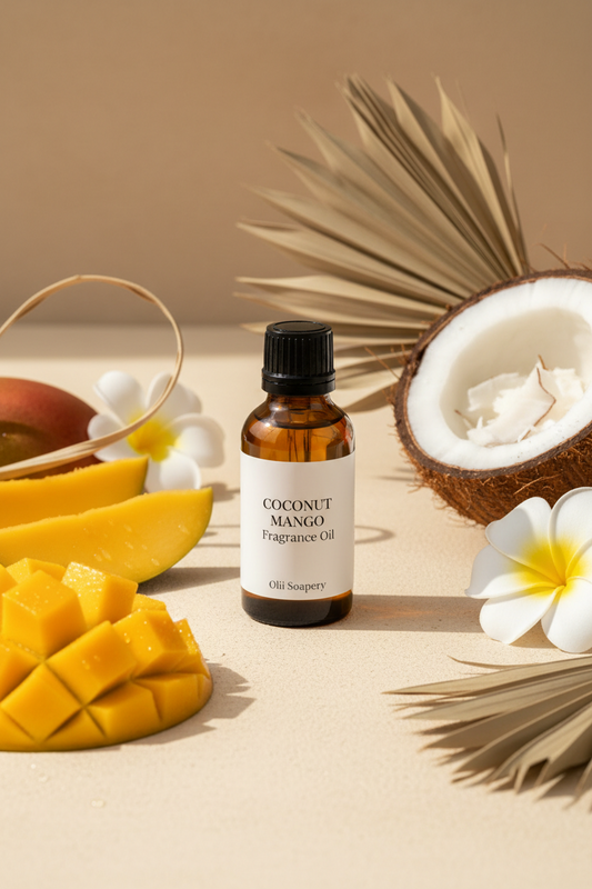 Fragancia Coco Mango – Aroma Tropical, Cremoso y Frutal  para jabones y velas (2 oz)